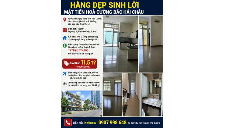 NHÀ MẶT TIỀN HÒA CƯỜNG BẮC HẢI CHÂU – ĐANG THUÊ 15 TRIỆU/THÁNG